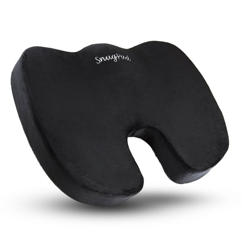 SnugPad Black Memory Foam Seat Cushion - Sciatica, Back, Hip, and Tailbone Pain Relief, Firm Version, Support for Office Chair, Wheelchair, Car. Non-Slip Orthopedic Coccyx Memory Foam (2 Pack) - Image 1